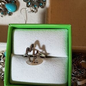 Antique Silver Faux Ring Cactus